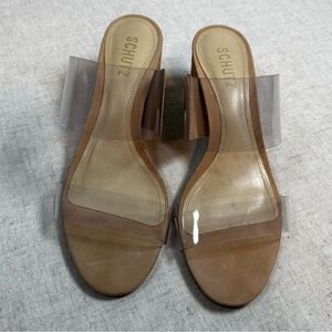 Schutz Victorie Vinyl Suede Heels Size 7B